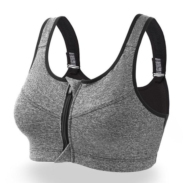 Front Zip Push Up Sports Bra