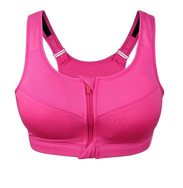 Front Zip Push Up Sports Bra