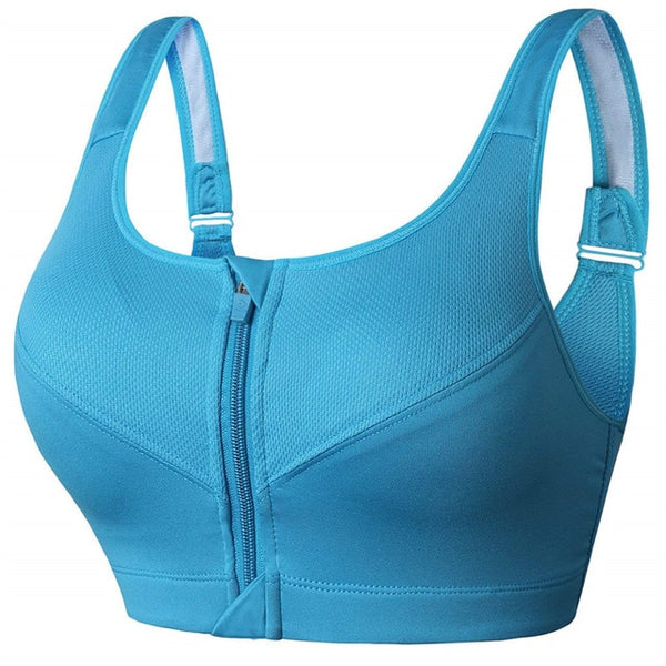 Front Zip Push Up Sports Bra