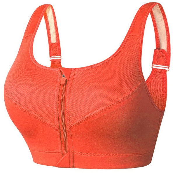 Front Zip Push Up Sports Bra