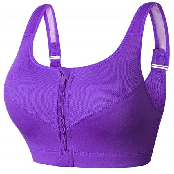 Front Zip Push Up Sports Bra